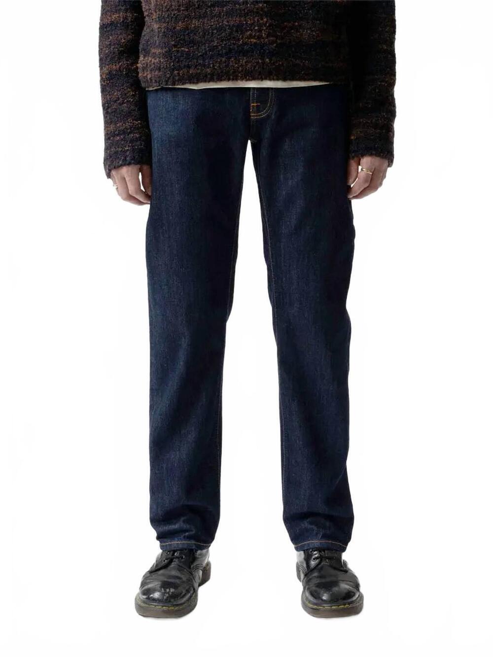 NEW NUDIE JEANS rad rufus straight leg jeans in blue one wash